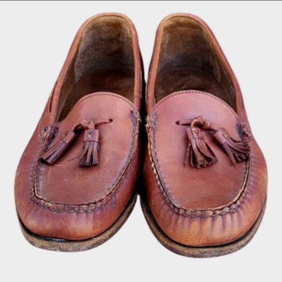 Allen Edmonds Naple Brown Leather Tassel Slip On Dress Casual Loafer Shoe Men 13 - Picture 4 of 10